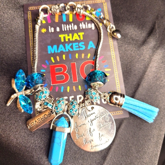 TURQUOISE BULLET PENDANT CHARM BRACELETS - Picture 3 of 5